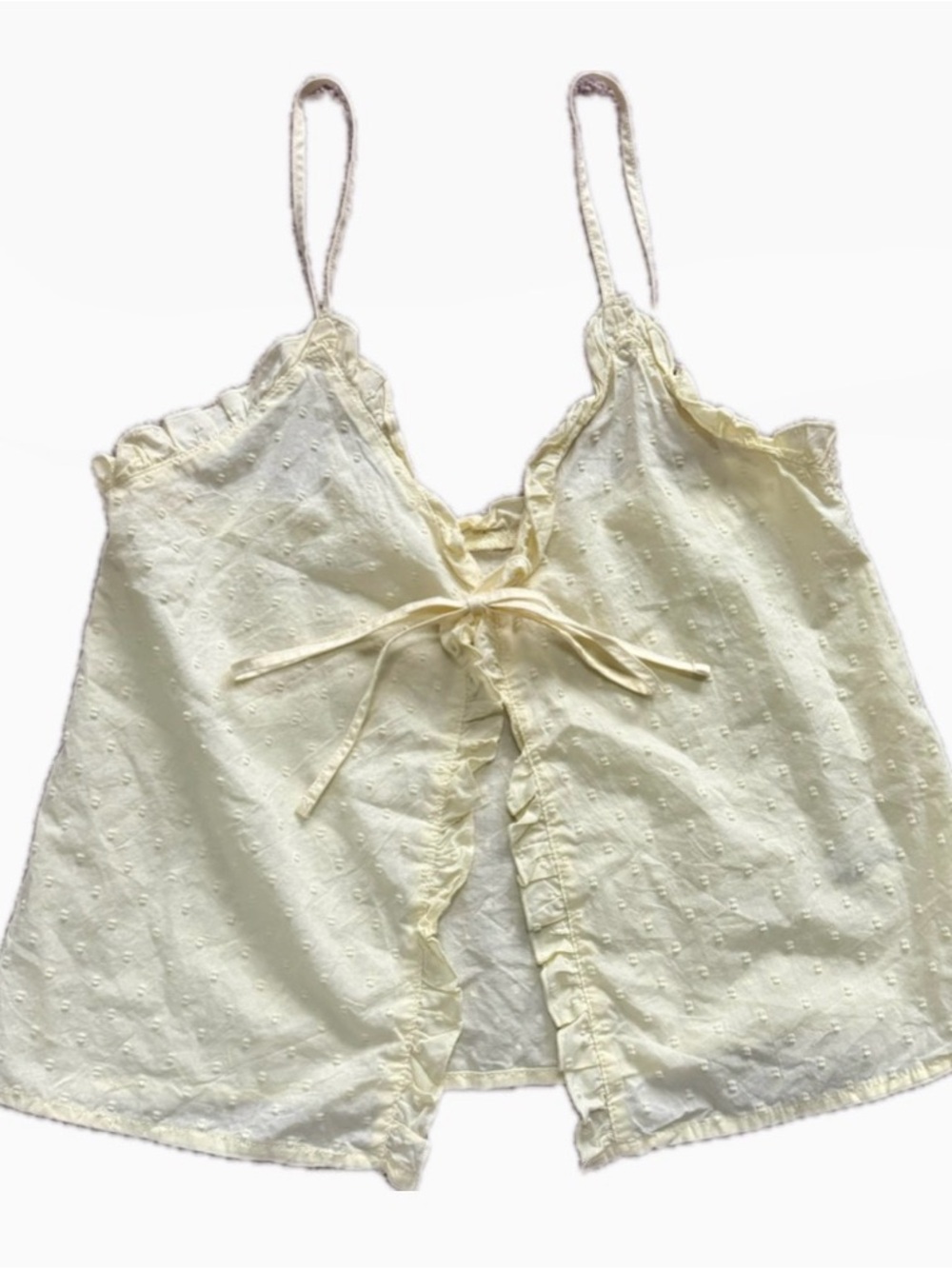 Colsie Pale Yellow Swiss Dot Tie-Front Cami